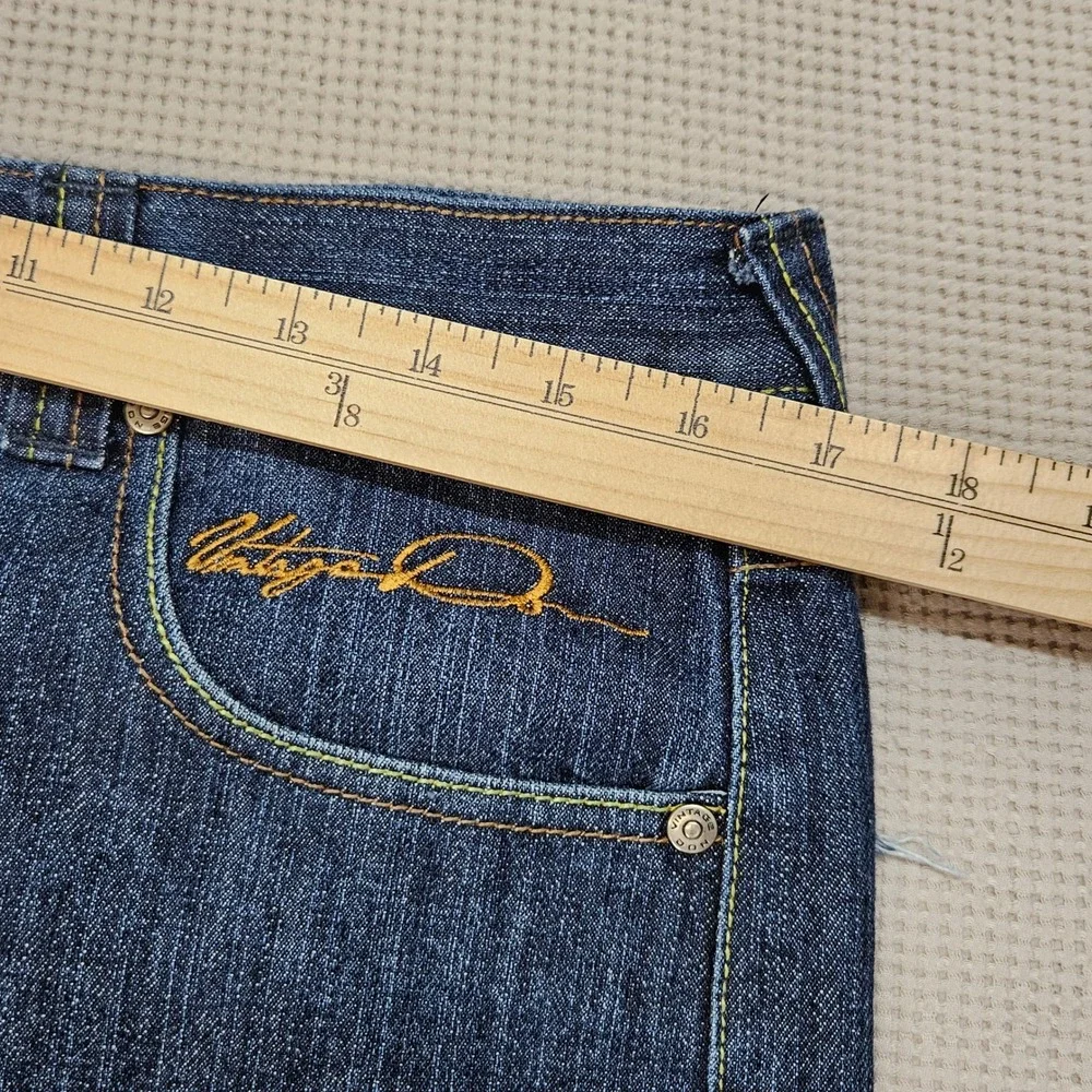 Vintage Don Baggy Jeans‎ Mens 34x32 Dark Wash Wide Leg Y2K Streetwear Distressed